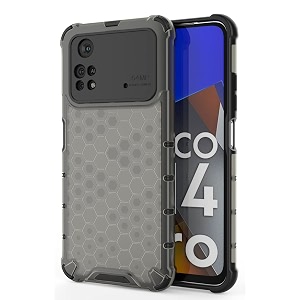 back case cover for  poco m4 pro 4g  honeycomb pattern polycarbonate hard bumper case for  poco m4 pro 4g  - black