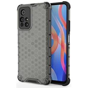 back case cover for  poco m4 pro 5g  mi redmi note 11t 5g  honeycomb pattern polycarbonate hard bumper case for  poco m4 pro 5g  mi redmi note 11t 5g  - black