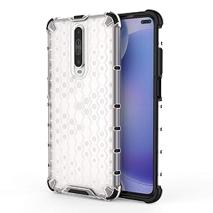 back case cover for  poco x2  honeycomb pattern polycarbonate hard bumper case for  poco x2  - transparent