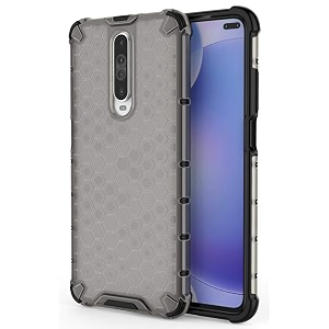 back case cover for  poco x2  honeycomb pattern polycarbonate hard bumper case for  poco x2  - black