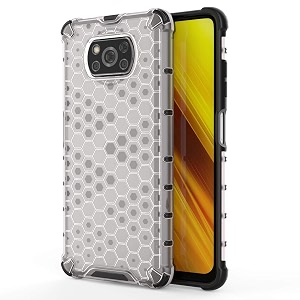 back case cover for  poco x3 pro  honeycomb pattern polycarbonate hard bumper case for  poco x3 pro  - transparent