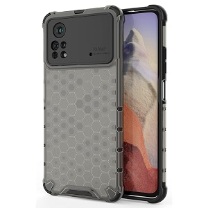 back case cover for  poco x4 pro 5g  honeycomb pattern polycarbonate hard bumper case for  poco x4 pro 5g  - black