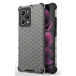 back case cover for  poco x5 pro 5g  honeycomb pattern polycarbonate hard bumper case for  poco x5 pro 5g  - black