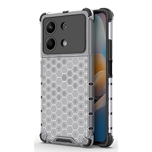back case cover for  poco x6 neo 5g  honeycomb pattern polycarbonate hard bumper case for  poco x6 neo 5g  - transparent