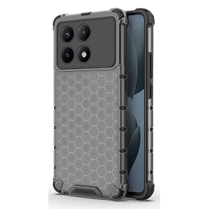 back case cover for  poco x6 pro 5g  honeycomb pattern polycarbonate hard bumper case for  poco x6 pro 5g  - black