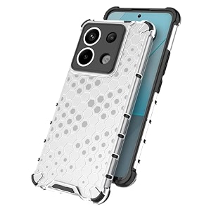 back case cover for  poco x6 5g  honeycomb pattern polycarbonate hard bumper case for  poco x6 5g  - transparent