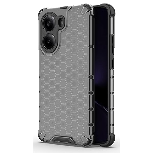 back case cover for  poco x7 pro 5g  honeycomb pattern polycarbonate hard bumper case for  poco x7 pro 5g  - black