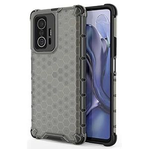 back case cover for  xiaomi 11t 5g  11t pro 5g  honeycomb pattern polycarbonate hard bumper case for  xiaomi 11t 5g  11t pro 5g  - black