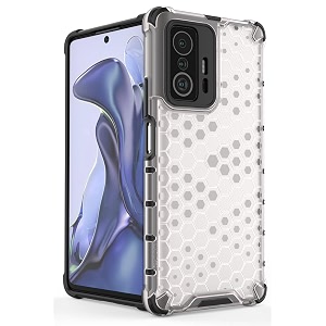 back case cover for  xiaomi 11t pro 5g  11t 5g  honeycomb pattern polycarbonate hard bumper case for  xiaomi 11t pro 5g  11t 5g  - transparent