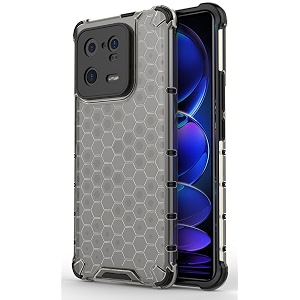 back case cover for  xiaomi 13 pro 5g  honeycomb pattern polycarbonate hard bumper case for  xiaomi 13 pro 5g  - black