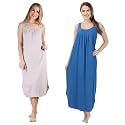 BLAZON Women's Cotton Hosiery Solid Maxi Nighty Slip (Pack of 2) Available Sizes: S, M, L, XL, 2XL, 3XL, 4XL, 5XL