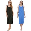 BLAZON Women's Cotton Hosiery Solid Maxi Nighty Slip (Pack of 2) Available Sizes: S, M, L, XL, 2XL, 3XL, 4XL, 5XL
