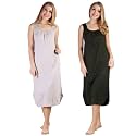 BLAZON Women's Cotton Hosiery Solid Maxi Nighty Slip (Pack of 2) Available Sizes: S, M, L, XL, 2XL, 3XL, 4XL, 5XL