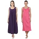 BLAZON Women's Cotton Hosiery Solid Maxi Nighty Slip (Pack of 2) Available Sizes: S, M, L, XL, 2XL, 3XL, 4XL, 5XL