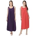 BLAZON Women's Cotton Hosiery Solid Maxi Nighty Slip (Pack of 2) Available Sizes: S, M, L, XL, 2XL, 3XL, 4XL, 5XL