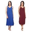 BLAZON Women's Cotton Hosiery Solid Maxi Nighty Slip (Pack of 2) Available Sizes: S, M, L, XL, 2XL, 3XL, 4XL, 5XL