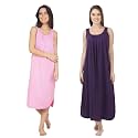 BLAZON Women's Cotton Hosiery Solid Maxi Nighty Slip (Pack of 2) Available Sizes: S, M, L, XL, 2XL, 3XL, 4XL, 5XL