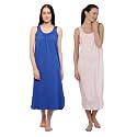 BLAZON Women's Cotton Hosiery Solid Maxi Nighty Slip (Pack of 2) Available Sizes: S, M, L, XL, 2XL, 3XL, 4XL, 5XL