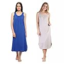 BLAZON Women's Cotton Hosiery Solid Maxi Nighty Slip (Pack of 2) Available Sizes: S, M, L, XL, 2XL, 3XL, 4XL, 5XL