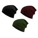 THE BLAZZE 2015 Winter Beanie Cap for Men and Women Pack Of 3 (Pack Of 3, Black,Maroon,Green)