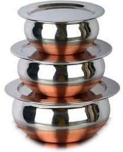 bleaf copper bottom handi set of 3 with lid handi 3500 l with lid stainless steel induction bottom