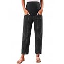 BLENCOT Maternity Jeans Over Belly Baggy Leg Ankle Stretchy Pregnancy Pants