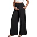 BLENCOT Maternity Smocked Waist Palazzo Pants Wide Leg Casual Trousers