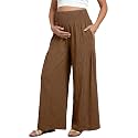 BLENCOT Maternity Smocked Waist Palazzo Pants Wide Leg Casual Trousers