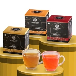 blendart chamomile turmeric and hibiscus teabags pack of 3  chamomile hibiscus flower amp haldi ashwagandha herbal tea 15pcs each