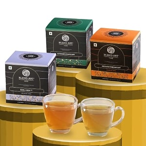 blendart earl grey summer symphony english breakfast black teabags combo pack  premium assam tea second flush 15pcs each