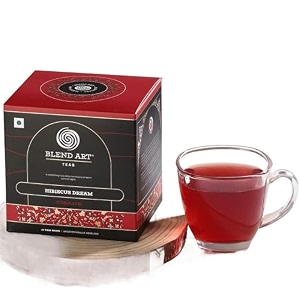 blendart hibiscus tea loose leaf herbal tisane tea natural flavour for improves heart and health lowers cholesterol and uplifts mood great for iced or hot brewed - 15 tea bags