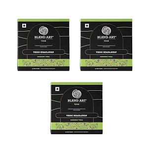 blendart himalayan green tea bags  vedic green tea bags  combo pack of 3  15 tea bags each