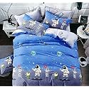 Glace Cotton Nursary Print Single Bed Reversible Babies 1 Kids Comforter & 1 Single Flat Bed Sheet with 1 Pillow Cover