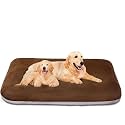 Polyester Magic Dog Extra Large Dog Bed Orthopedic Pet Beds Jumbo Crate Pad Mat Washable Anti Slip Bottam Dog Sleeping Mattress with Removable Cover (Dark Brown, L)