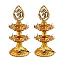2 Layer Golden OM Design Led Electric Diya/Deepak/Deep Lights (Pack of 2) for Home, Puja, Mandir, Diwali Festival Decoration, Decorative Lights for All Festival,, Plastic