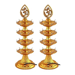 4 layer golden om design led electric diyadeepakdeep lights pack of 2 for home puja mandir diwali festival decoration decorative lights for all festival plastic
