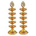 5 Layer Golden OM Design Led Electric Diya/Deepak/Deep Lights (Pack of 2) for Home, Puja, Mandir, Diwali Festival Decoration, Decorative Lights for All Festival