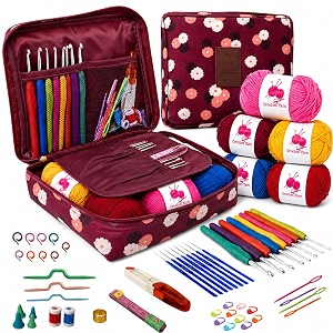 blessora - crochet kit for beginners adults 59 pcs all-in-one crochet kit premium crochet hook set starter yarn amp diy crochet supplies for learning amp crafting