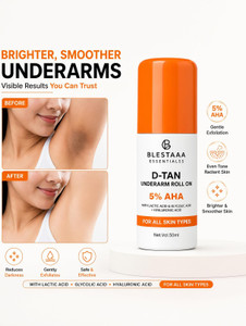 blestaaa essentialss 5 aha underarm roll-on a brightening care with lactic  glycolic acid deodorant roll-on - for men  women 50 ml