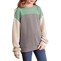 blibean Girls Fall Long Sleeve Shirts Kid Color Block Tops Size 6-15 Years