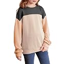 blibean Girls Fall Long Sleeve Shirts Kid Color Block Tops Size 6-15 Years