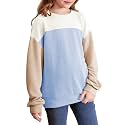 blibean Girls Fall Long Sleeve Shirts Kid Color Block Tops Size 6-15 Years