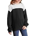 blibean Girls Fall Long Sleeve Shirts Kid Color Block Tops Size 6-15 Years