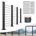 BLIKA 12FT-16FT Complete Set 36" Cable Railing Post Kit, T316 Steel Cable