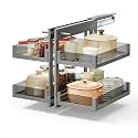 Blind Corner Cabinet Pull Out 13", 14.1", 15.3", 16.9", 2 Tier Kitchen Cabinet Organizer, Left & Right Open Compatible, Blind Corner Kitchen Cabinets