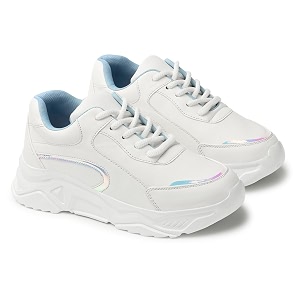 Blinder Womens White Full Blue Laceup Sneakers