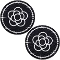 Bling Cup Coaster for Car – 2-Pack 2.75 Inch Silicone Holder Insert, Universal Fit, Anti-Slip &amp; Durable, Decorative Car Accessories (Black Flower)