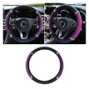 JOYCOURT 15 Inch Bling Soft Leather Car Steering Wheel Cover, Purple