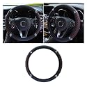 JOYCOURT 15 Inch Bling Soft Leather Car Steering Wheel Cover, Black Red