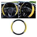 JOYCOURT 15 Inch Bling Soft Leather Car Steering Wheel Cover, Yellow